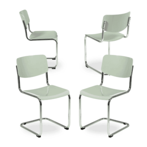 Pack de 4 Sillas Emmett de Metal y ABS Verde Claro - Diseño Moderno y Elegante para Comedores y Oficinas - 83 cm de Altura