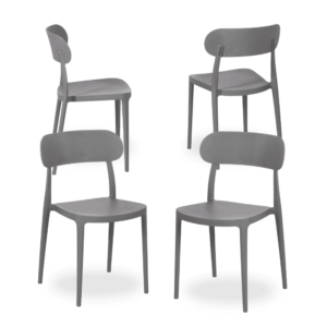 Pack de 4 Sillas Apilables Weston Gris de Polipropileno - Diseño Moderno y Ergonomía para tu Comedor