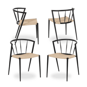 Pack de 4 Sillas de Metal Negras Austin - Diseño Minimalista y Confortable para Comedor y Sala de Estar, 72 cm de Altura