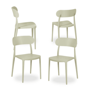 Pack de 4 Sillas Apilables Verde de Polipropileno Weston - Diseño Ergonómico y Ligero (80 cm)