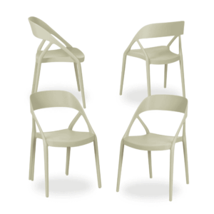 Pack de 4 Sillas Apilables Dean Verde de Polipropileno - Diseño Moderno y Funcional para tu Hogar
