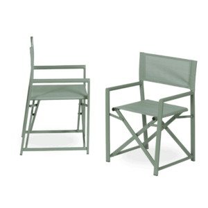 Pack de 2 Sillas de Director Verdes de Aluminio y Textileno para Exterior - Diseño Plegable y Ergonómico 84 cm Reid