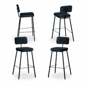 Pack de 4 Taburetes Modernos Azul de Tejido y Metal - Comodidad y Estilo para Decoración de Interiores (103 cm)