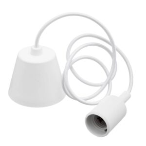 Pack de 5 Portalámparas Colgantes Blancos E27 de Plástico y Silicona - 10 cm, Máx. 60W, Sin Tulipa