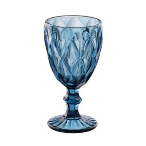 Pack de 6 Copas Decorativas de Cristal Azul de 17 cm - Apto para Lavavajillas, Capacidad 300ml