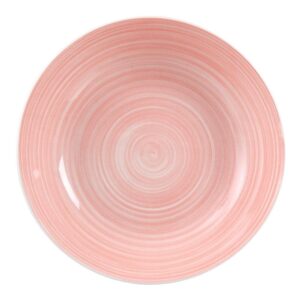 Pack de 6 Platos Hondos Rosa de Porcelana de 20,5 cm - Elegancia y Estilo para tu Mesa, Apto para Lavavajillas y Microondas