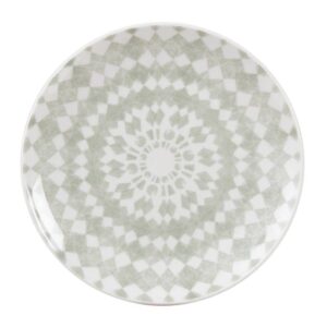 Pack de 6 Platos de Postre de Porcelana Verde y Blanco - Elegantes y Funcionales (19,5 cm) para tus Momentos Especiales