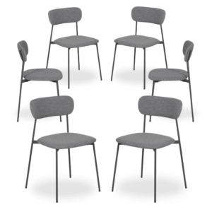 Pack de 6 Sillas Apilables Molric Gris de Tejido y Metal - Diseño Moderno y Práctico para Hogar y Oficina