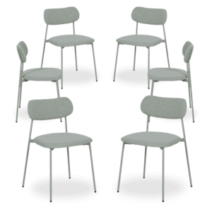 Pack de 6 Sillas Apilables Molric Verde de Tejido y Metal - Diseño Moderno y Confortable para Comedores y Oficinas, 76 cm