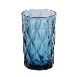 Pack de 6 Vasos Decorativos de Cristal Azul de 12,5 cm - Apto para Lavavajillas, Capacidad 345ml