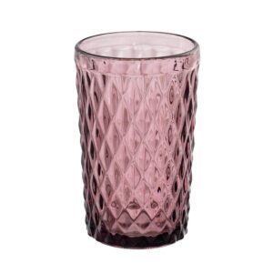 Pack de 6 Vasos de Cristal Rosa Decorativos de 12,5 cm - Apto para Lavavajillas, Capacidad 345ml