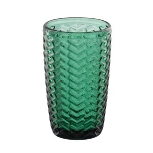 Pack de 6 Vasos de Cristal Verde Decorativos de 13 cm - Apto para Lavavajillas, Capacidad 380ml, Cristal Soda-Lime