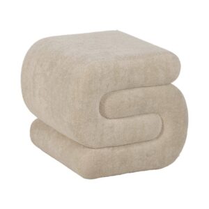 Puf Beige Acolchado de Tejido 100% Poliéster para Salón - Estructura de Madera de Pino y Contrachapada, Soporta hasta 100 kg, 51x47x45 cm