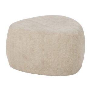 Puf Beige Grande de Tejido 100% Poliéster para Salón - Estructura de Madera y Espuma Densa, Soporta hasta 100 kg - Medidas 60x60x33 cm