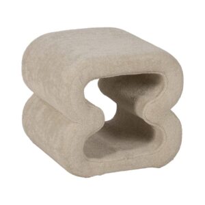 Puf Beige Moderno de Tejido 100% Poliéster para Salón - Estructura de Hierro y Madera Contrachapada, Relleno de Espuma, Soporta hasta 80 kg - Medidas 45x42x42 cm