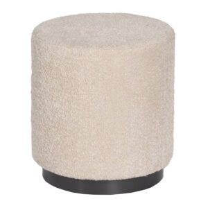 Puf Beige de Tejido y Metal para Salón - 44 cm, Diseño Moderno y Confortable