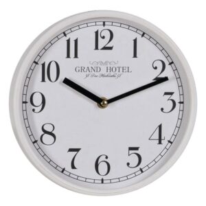 Reloj Decorativo Blanco de Madera y Cristal de 22 cm - Incluye Colgador Dentado, Funciona con Batería AA (No Incluida)