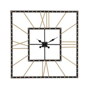 Reloj de Pared de Hierro Negro de 80 cm con Ganchos Incorporados - Diseño Moderno y Elegante para Decoración de Interiores