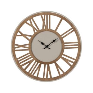 Reloj de Pared de Hierro y DM Natural de 57 cm con Ganchos Incorporados - Estilo Moderno y Funcional