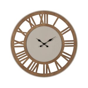 Reloj de Pared de Hierro y DM Natural de 68 cm - Diseño Moderno con Ganchos Incorporados, Batería AA (No Incluida)