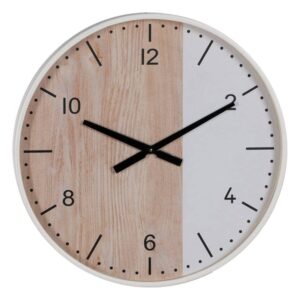 Reloj Decorativo de Madera Natural-Blanco de 60 cm con Colgador - Estilo Elegante para tu Hogar