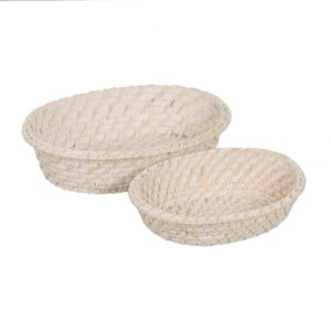 Set de 2 Bandejas de Fibra Natural en Blanco - Medidas 29x22x7 cm y 23x18x6 cm - Ideal para Decoración y Almacenamiento