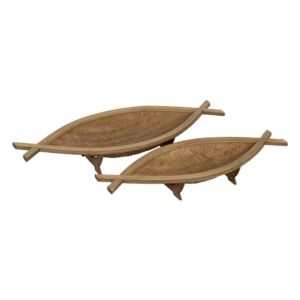 Set de 2 Espejos de Bambú Natural de 90 cm - Decoración Estilo Rústico para el Hogar