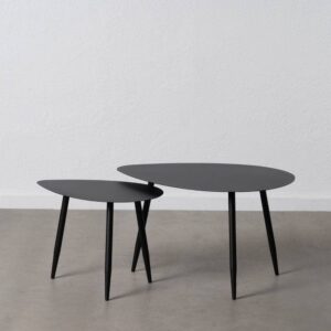 Set de 2 Mesas de Centro Negras de Metal - Elegancia Minimalista para Salones Modernos (80x60x47 cm y 60x40x42 cm)