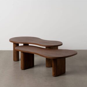 Set de 2 Mesas de Centro de Madera de Mango para Salón - Diseño Elegante y Funcional (110 cm)