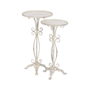 Set de 2 Mesitas de Metal Crema 77 cm - Diseño Elegante y Funcional para Salones y Dormitorios