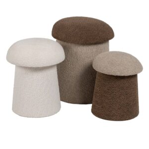 Set de 2 Pufs Beige-Marrón de Tela 100% Poliéster con Relleno - Medidas 40x40x48 cm - Soporta hasta 100 kg