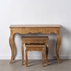 Set de 3 Consola y Mesitas Naturales de Madera de Mango - Elegancia y Versatilidad para tu Hogar (78 cm)