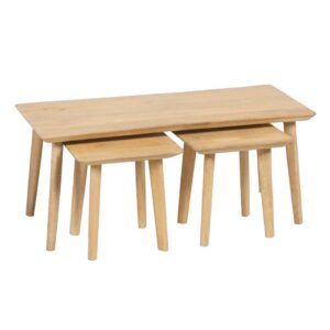 Set de 3 Mesas de Centro en Madera de Mango Natural - Diseño Sofisticado y Funcionalidad para tu Salón (110 cm)