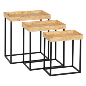 Set de 3 Mesitas de Salón Modernas en DM y Metal - Diseño Minimalista y Apilable (67,5 cm)