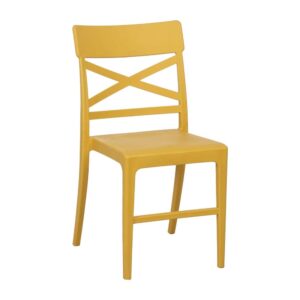 Silla Amarilla Apilable Zantor de Polipropileno - Diseño Moderno y Resistente para Exteriores, 84 cm de Altura, Ligera y Cómoda
