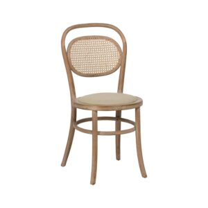Silla Krylor Beige de Madera y Tejido - Elegante y Cómoda, Asiento Compacto de 89 cm, Ideal para Comedor y Oficina
