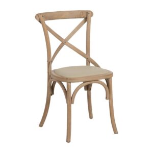 Silla Beige Ilvar de Tejido y Madera con Respaldo Cómodo - Elegancia y Comodidad para tu Comedor (88 cm)