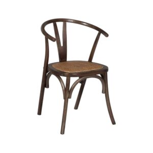 Silla Camden de Madera de Haya y Asiento de Ratán en Color Chocolate - 81 cm de Elegancia y Confort para tu Hogar