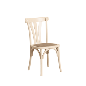 Silla Pryton de Madera de Olmo y Asiento de Ratán en Crema - Elegancia y Confort 88,5 cm para Espacios Modernos