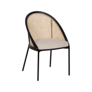 Silla de Acero y Plástico con Respaldo de Ratán Negro 82 cm Abram - Diseño Moderno y Confortable para Comedores y Oficinas