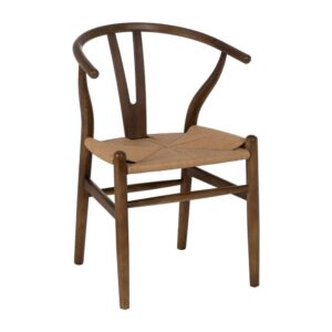 Silla de Madera de Olmo Marrón Cole con Asiento de Ratán Trenzado - Elegancia Rústica para tu Hogar (78 cm)