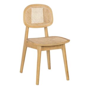 Silla de Madera de Olmo Adam 79,5 cm con Asiento y Respaldo de Ratán Trenzado - Diseño Natural y Cómodo para Comedores y Espacios Estilizados