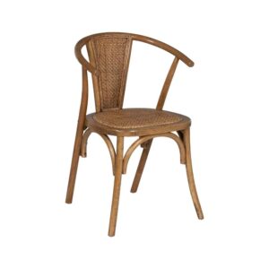 Silla de Madera y Ratán Color Miel Colton - Elegante y Cómoda, Ideal para Decorar tu Hogar