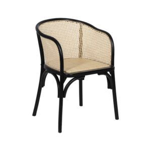 Silla de Madera de Olmo y Ratán Negro Camden 77 cm - Elegante y Ergonómica para Comedores y Salas, Soporta 130 kg