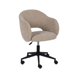 Silla de Oficina Beige Melnor - Diseño Funcional y Ergonómico con Tapizado en Poliester y Ruedas de Nylon, 85 cm