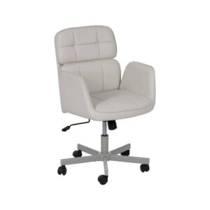 Silla de Oficina Ralven Crema en Simil Piel Ergonómica - Diseño Moderno y Ajustable, 85 cm