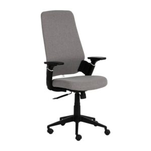 Silla de Oficina Ergonomica Idran en Crema y Gris - Ajustable, Con Reposabrazos y Ruedas, Ideal para Trabajo Diario