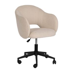 Silla de Oficina Moderna Melnor en Crema - Ergonomía y Estilo con Tapizado de Poliéster y Ruedas de Nylon