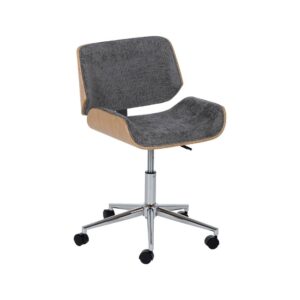 Silla de Oficina Nolvar Gris con Tejido y Madera de Nogal - Diseño Ergonómico y Altura Ajustable 88 cm