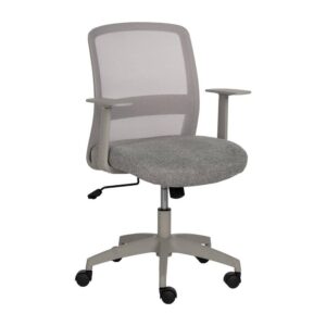 Silla de Oficina Ergonomica Karven Gris en Tejido 100% Poliéster - Diseño Moderno y Ajustable (85 cm)